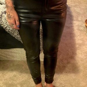 SHEIN PU leather high waist pants